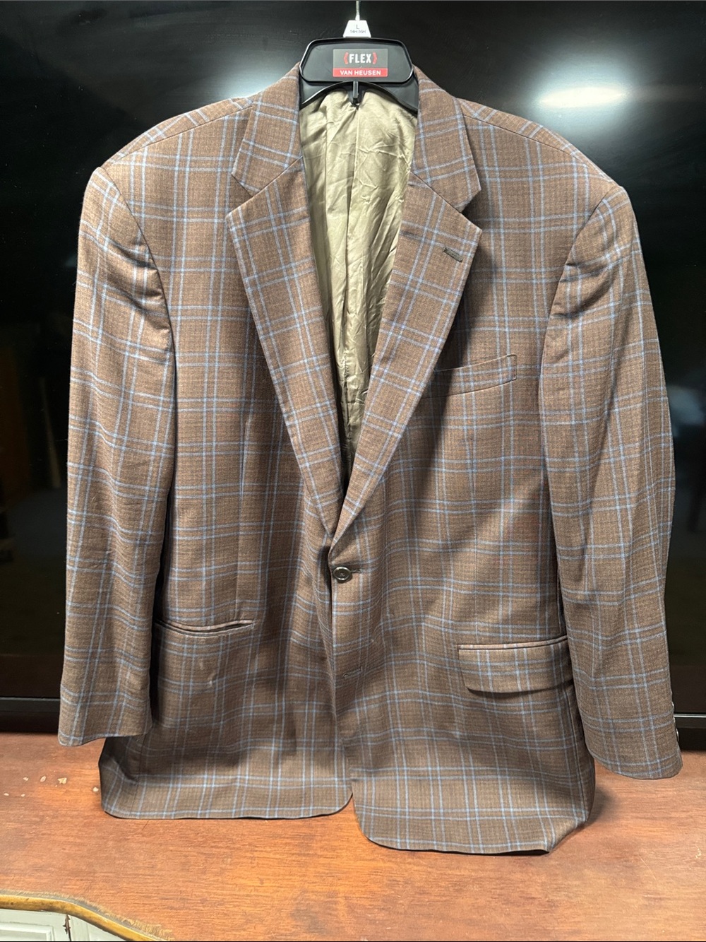 Hart Schaffner Marx Brown Plaid Blazer with Blue Windowpane